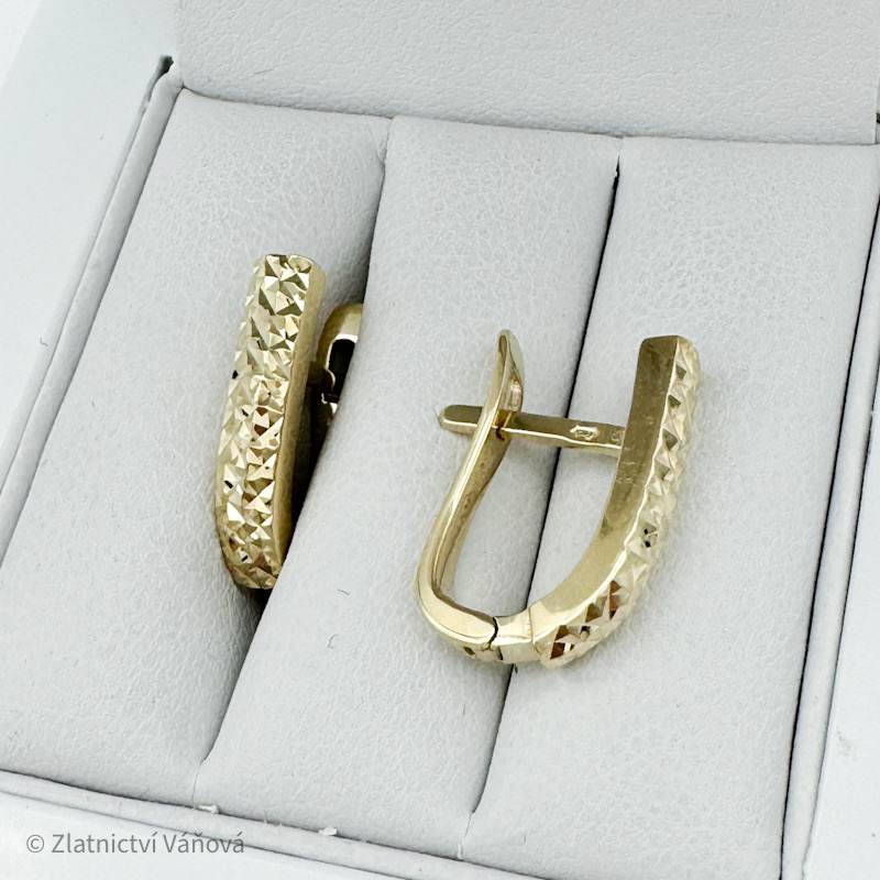 Žluté zlato náušnice broušené francouzské zapínání